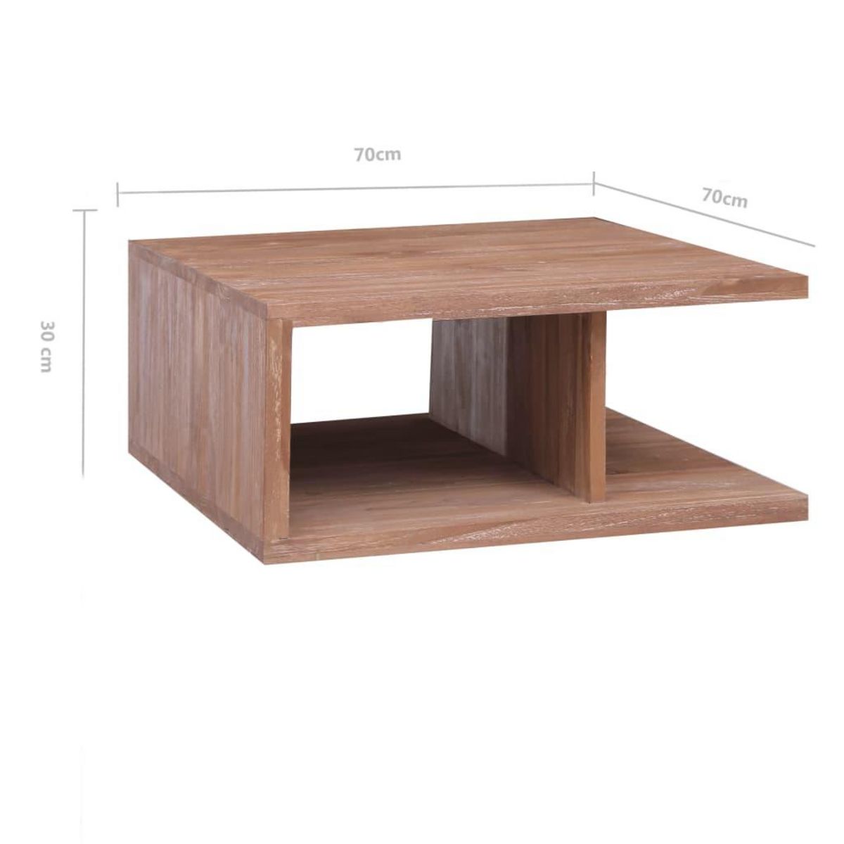 VIDAXL Table basse 70x70x30 cm Bois de teck massif