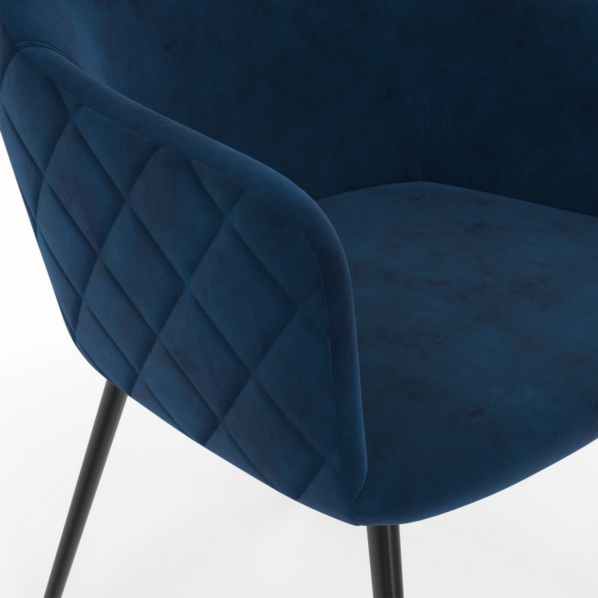 ID MARKET Lot de 2 chaises de salle à manger, fauteuils de table MOLY en velours gaufré bleu canard