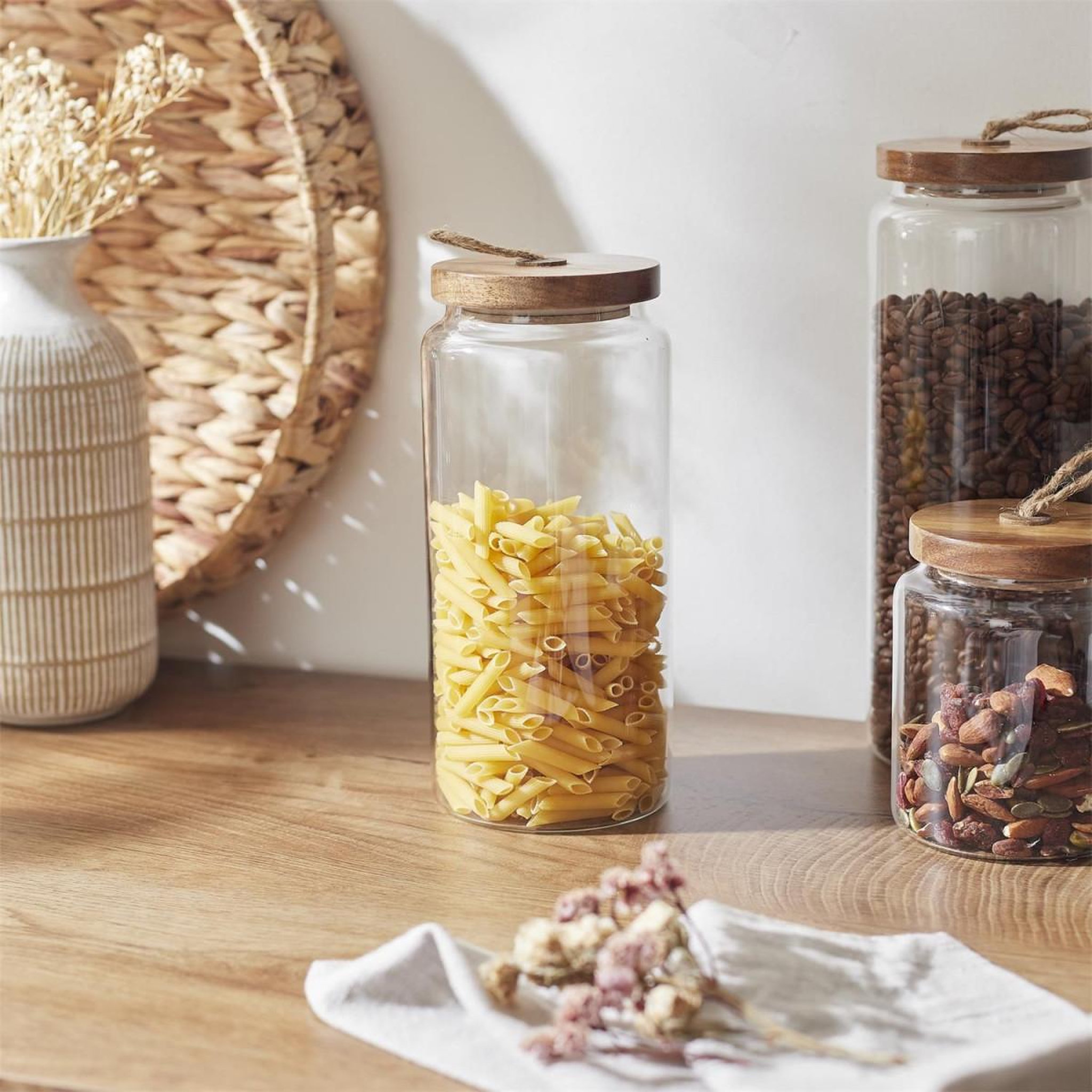Voir la diapositive 3 : The Home Deco Factory Bocal de conservation  acacia  1,45l transparent