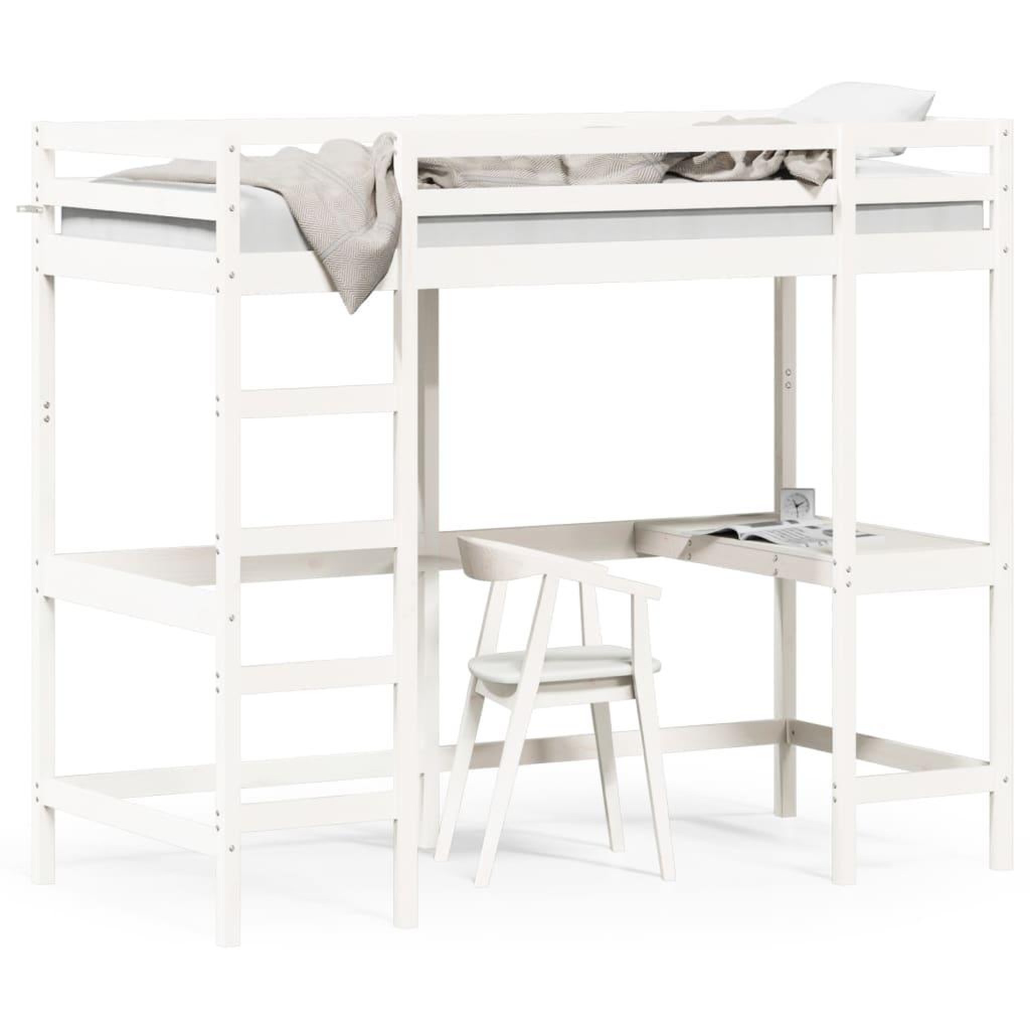 Voir la diapositive 2 : VIDAXL Lit superpose sans matelas blanc 90x200 cm bois de pin massif