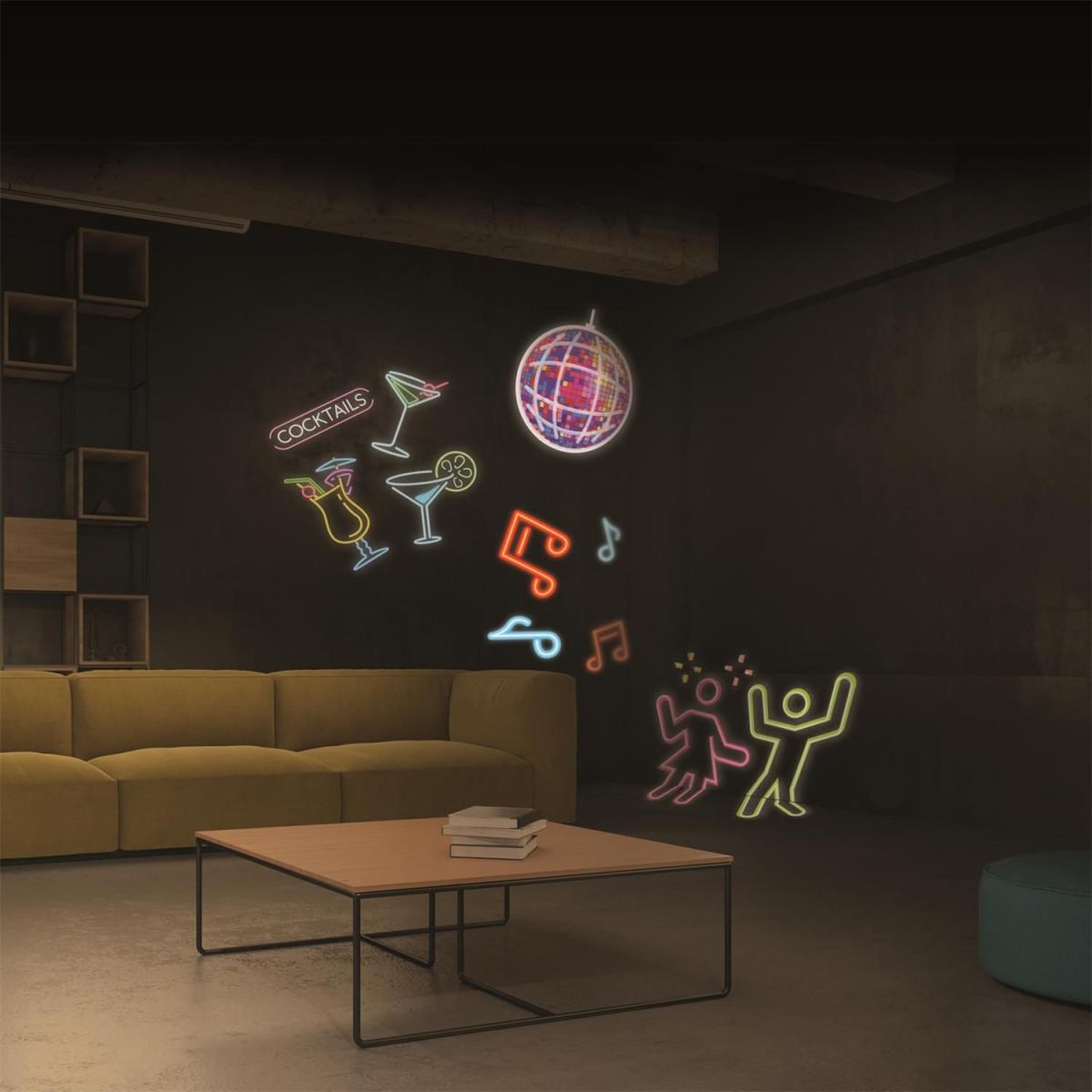 Voir la diapositive 3 : PARTY TIME Projecteur à led design  4 disques  16cm noir
