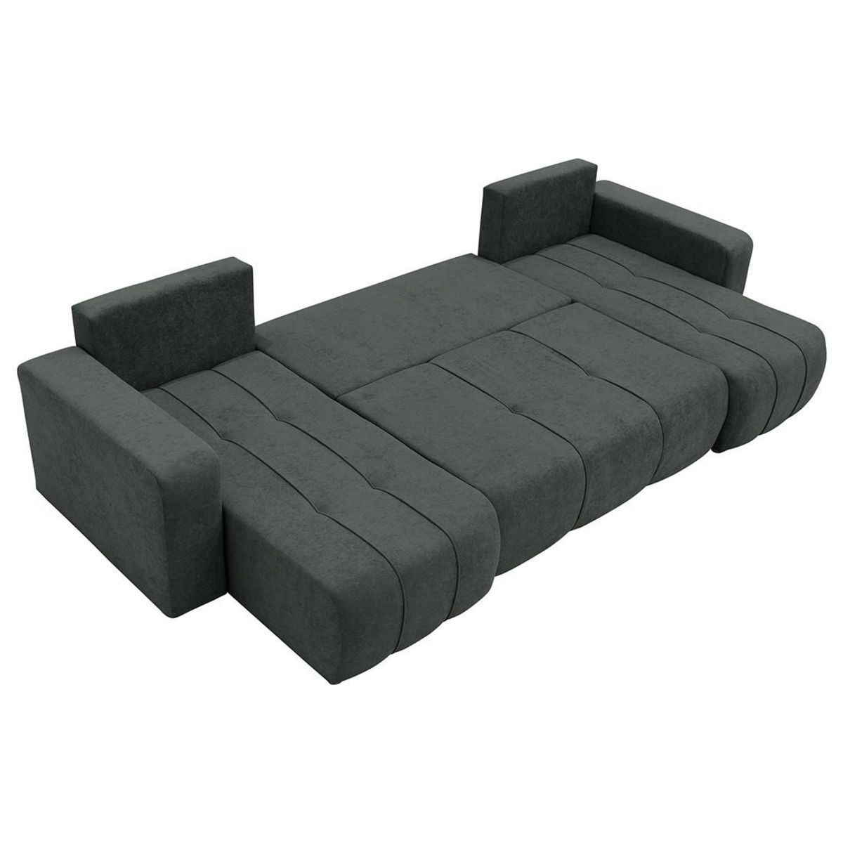 BEST MOBILIER Nicole - canapé panoramique en u 7 places convertible avec coffre en tissu