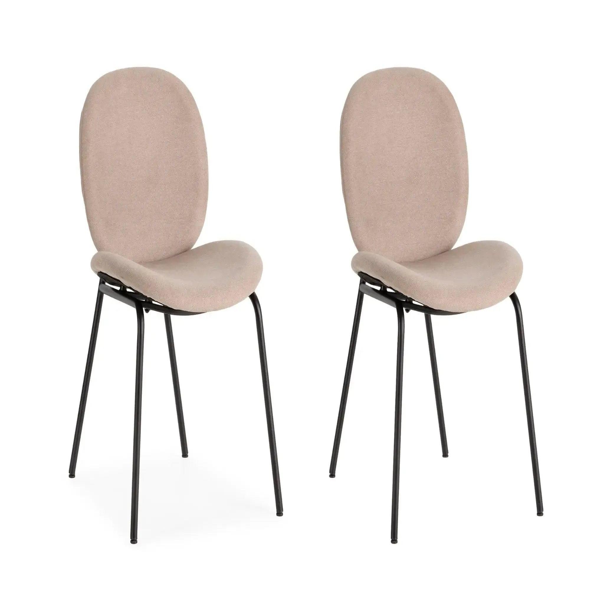 CASANOVA PARIS Line - lot de 2 chaises pieds en métal noir. Coloris disponibles : Orange, Beige