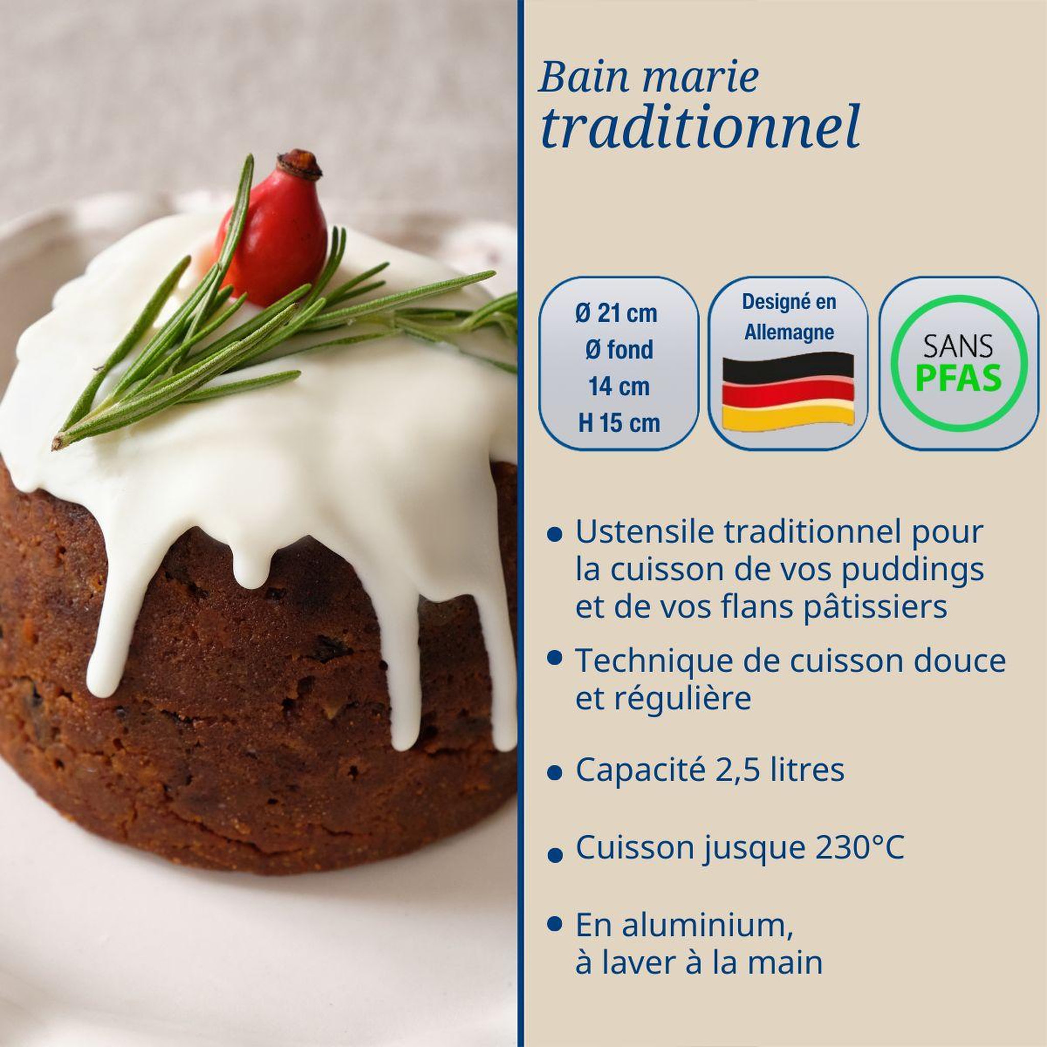 Voir la diapositive 3 : DR.OETKER Lot de 2 moules à gâteaux 21/21 cm en aluminium dr oetker back freude