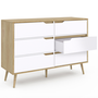 Voir la diapositive 4 : ID MARKET Commode 6 tiroirs HELSINKI 115 cm scandinave bois et blanc