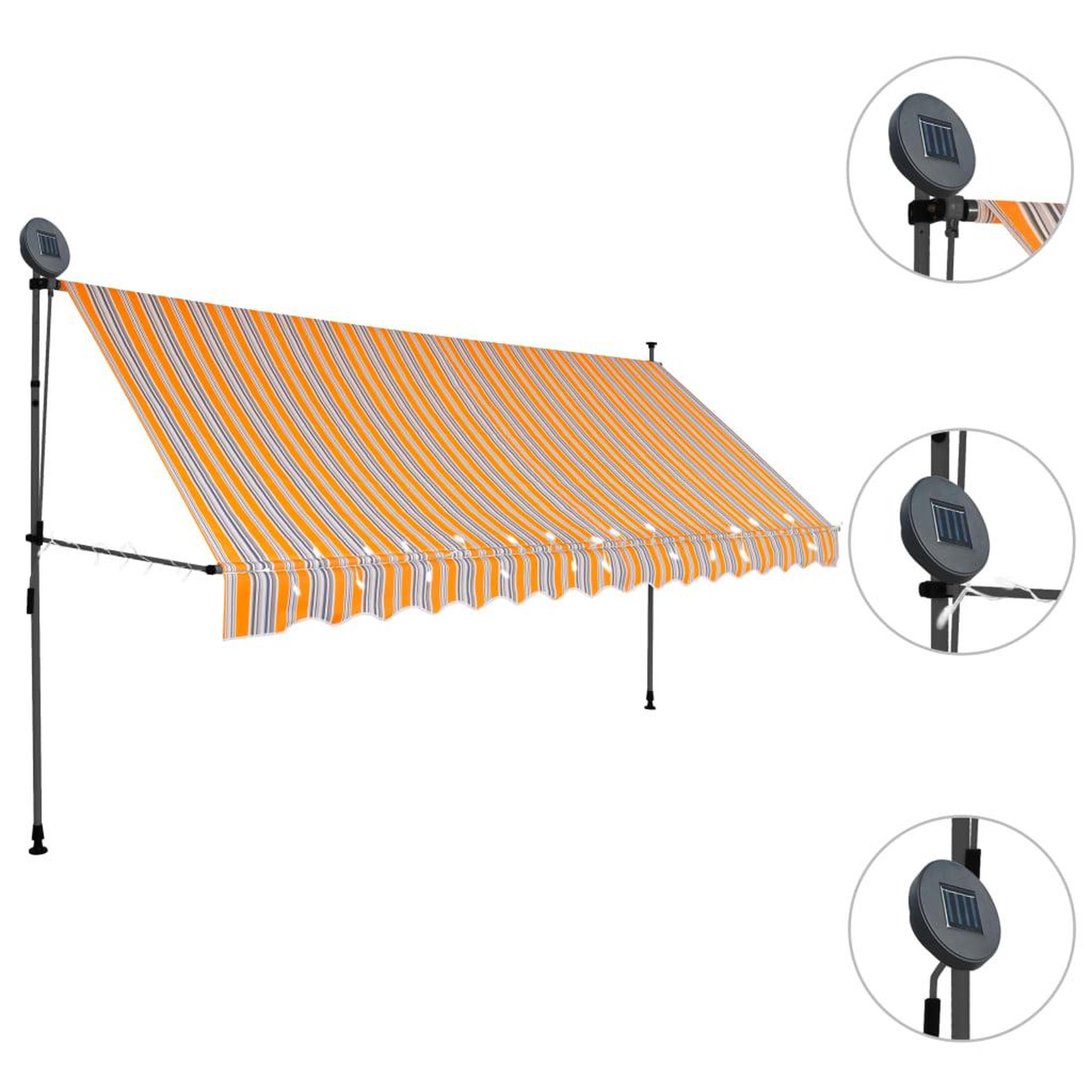 Voir la diapositive 3 : VIDAXL Auvent manuel retractable avec LED 350 cm Jaune et bleu