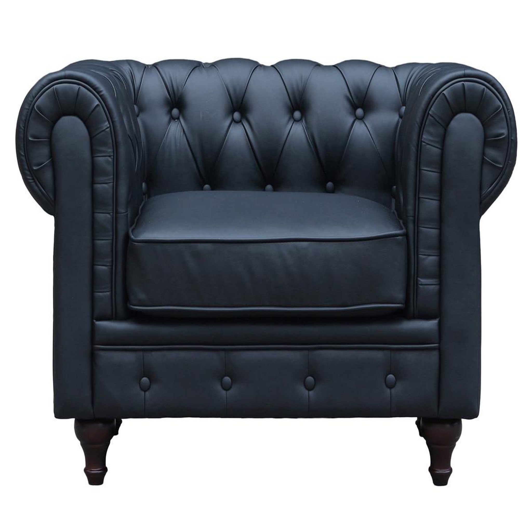Voir la diapositive 2 : Habitat et Jardin Fauteuil chesterfield  aliza  - 111 x 82 x 70 cm - noir
