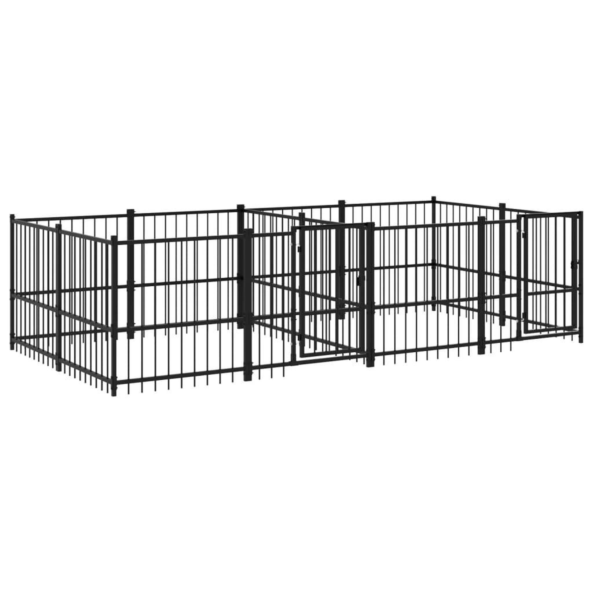 Voir la diapositive 2 : VIDAXL Chenil d'exterieur pour chiens Acier 7,51 m²
