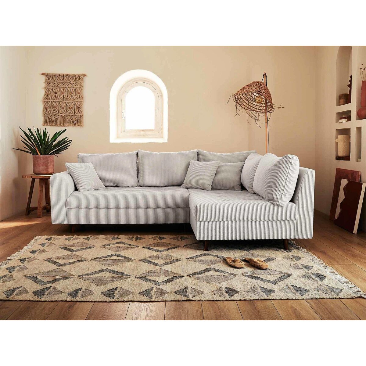 LISA DESIGN Rune - canapé d'angle droit - 4 places - en velours côtelé