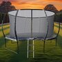 Voir la diapositive 2 : JUMP4FUN Trampoline 14Ft ø 427 cm noire avec Echelle, Protection et Filet de sécurité