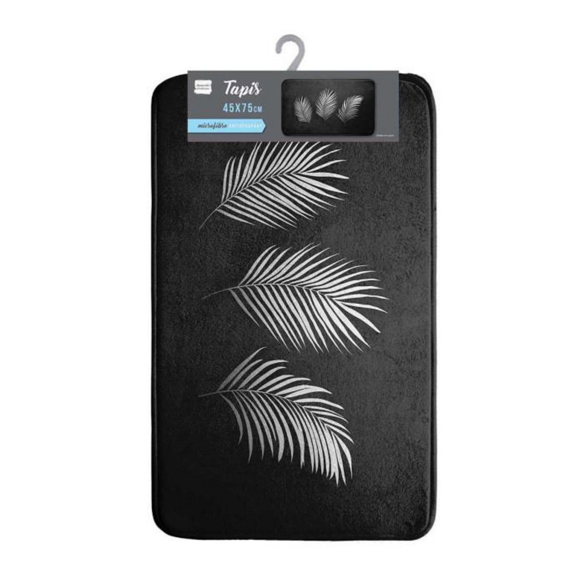 Paris Prix Tapis de Bain Imprimé  Orbella  45x75cm Noir & Argent