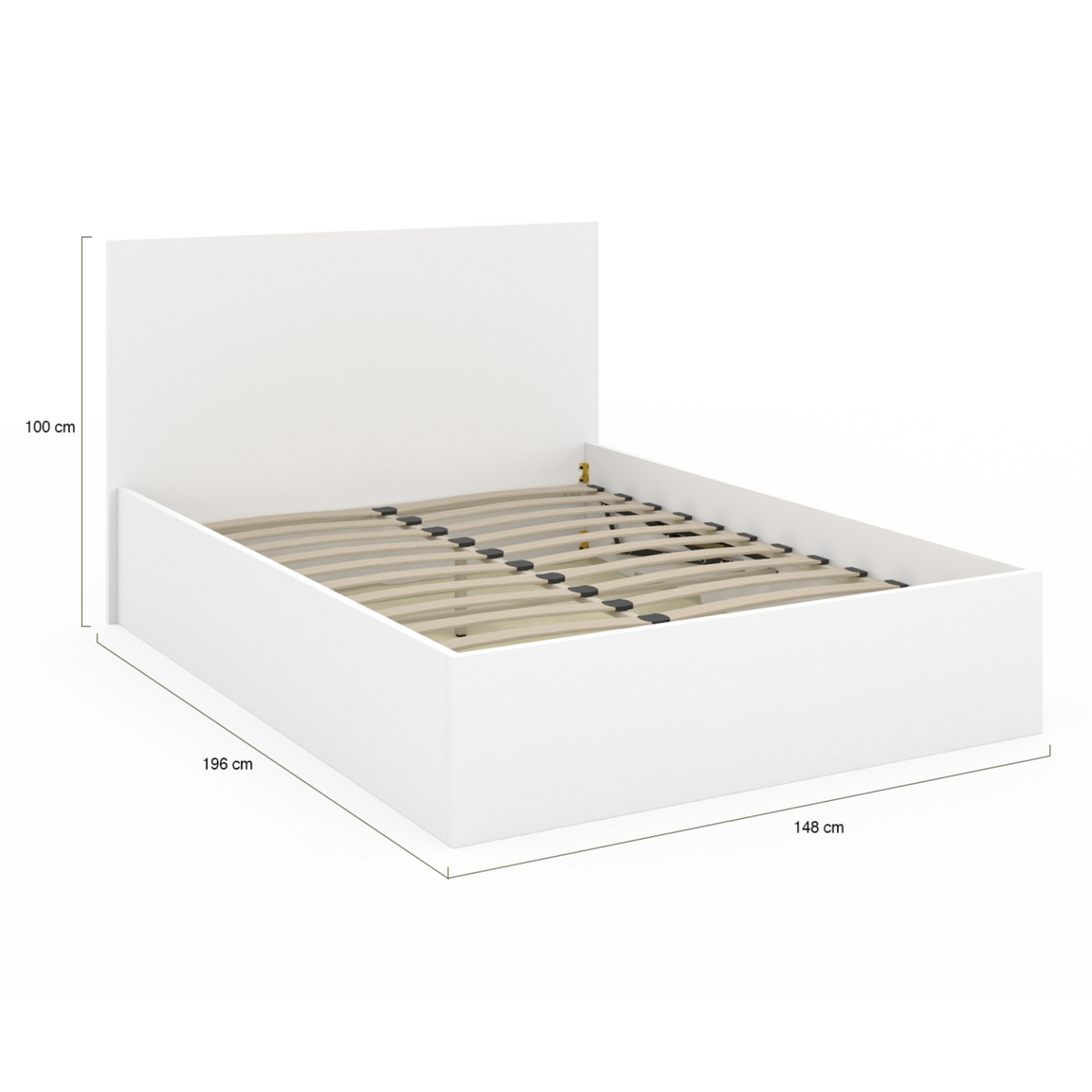 ID MARKET Lit coffre double SEASIDE avec tête de lit et sommier 140 x 190 cm blanc