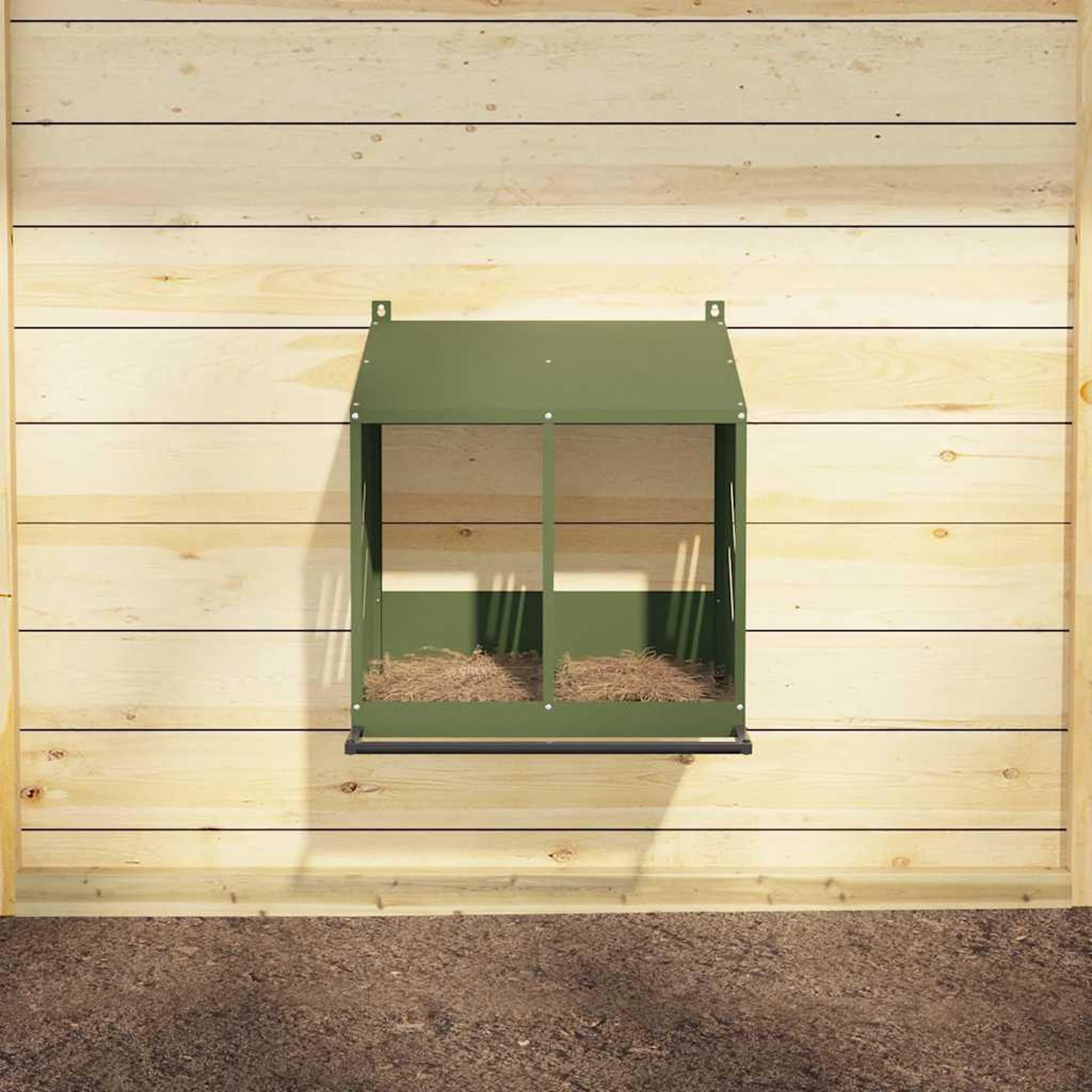 Voir la diapositive 2 : VIDAXL Nichoir a poules avec 2 compartiments vert olive metal