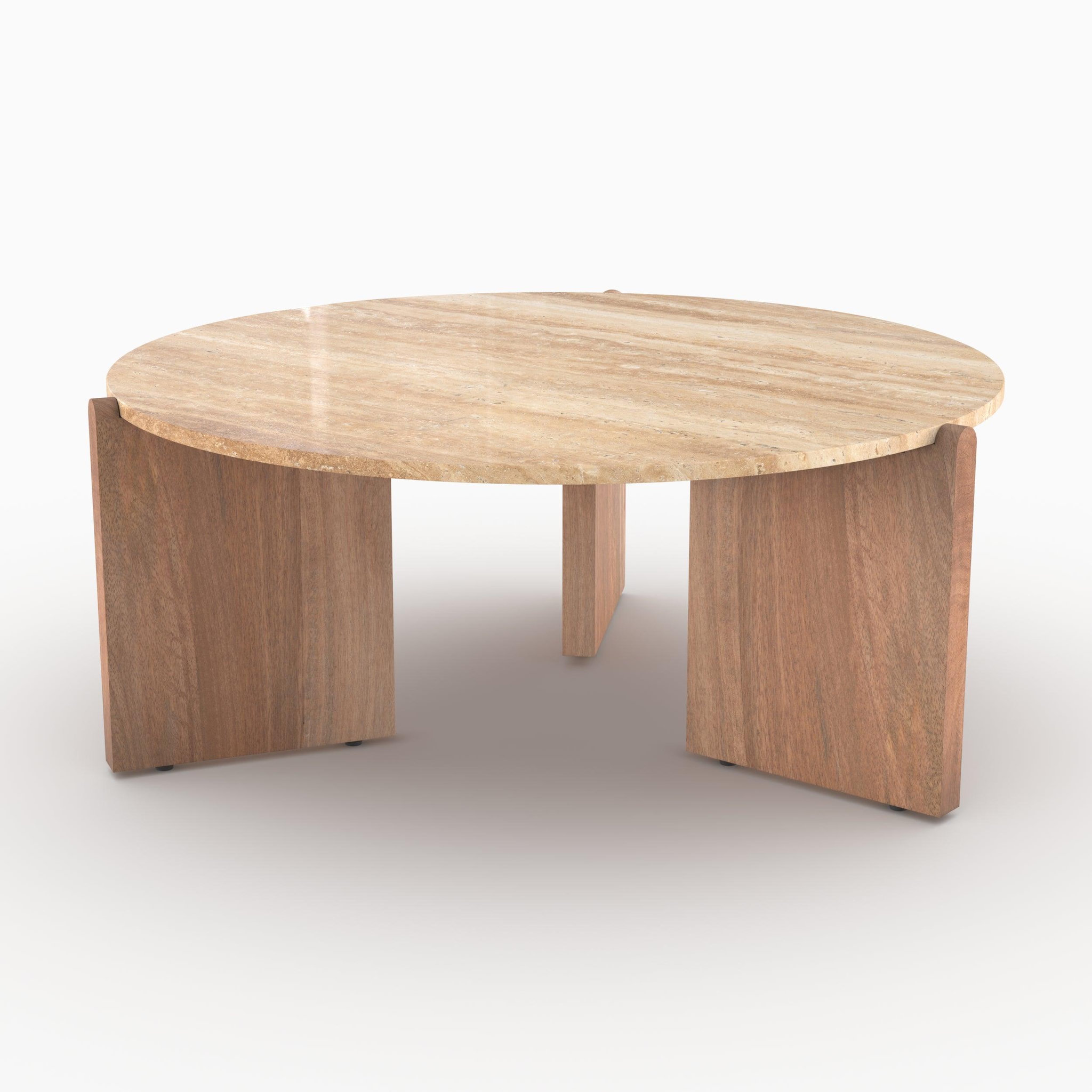 MAISON PAVANE Table basse en travertin et bois d85 cm-sierra