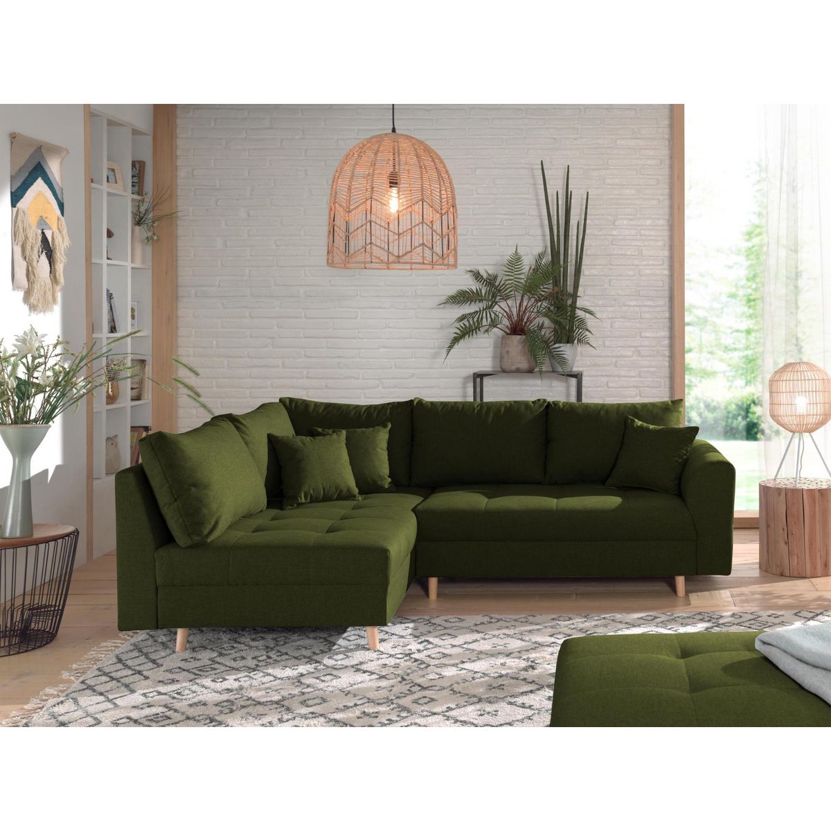 LISA DESIGN Rune - canapé d'angle - avec pouf d'appoint - 4 places - style scandinave - gauche