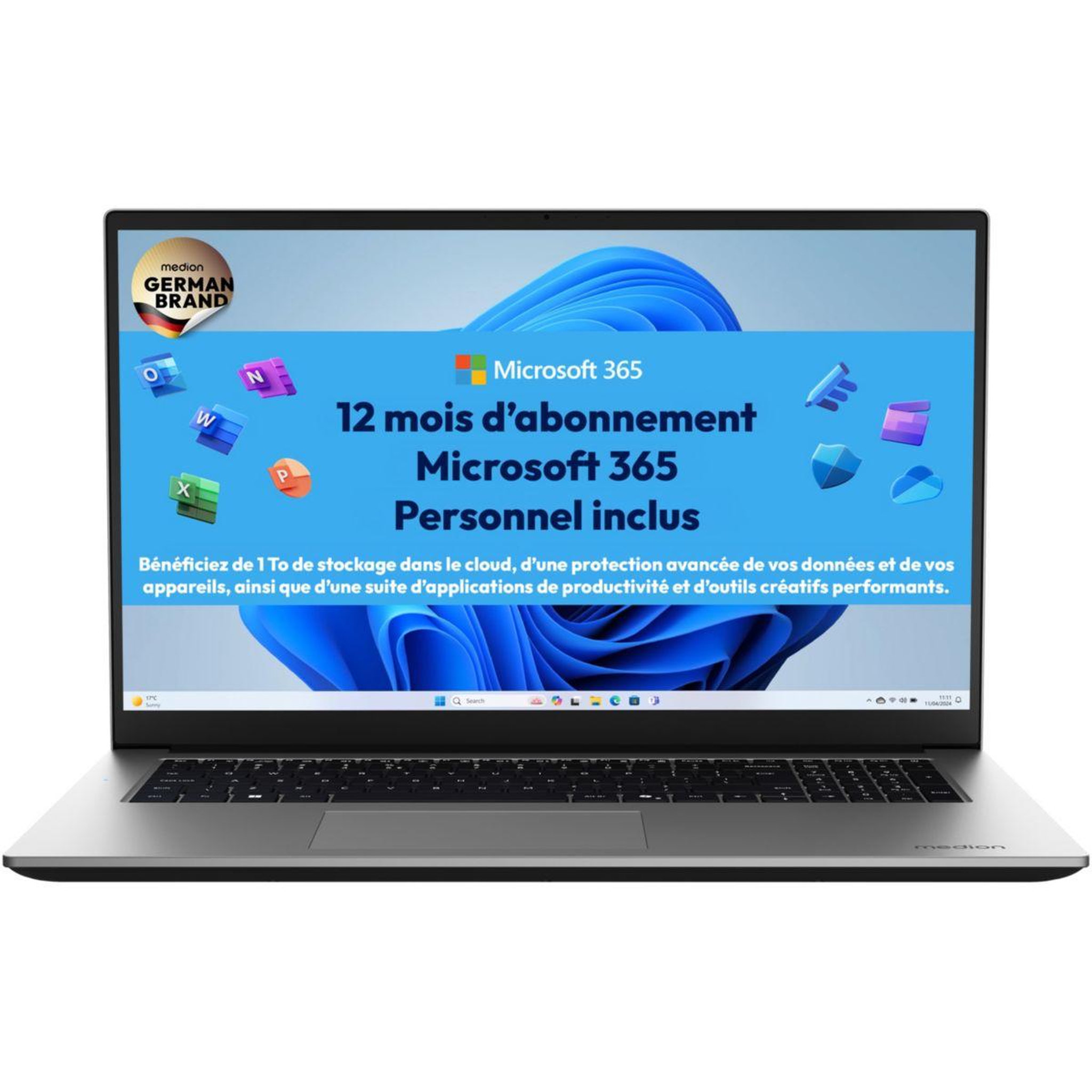 Medion Ordinateur portable avantum 17e1e md600034 m 17,3  intel n100 8 go ram ddr4 ssd 128 go