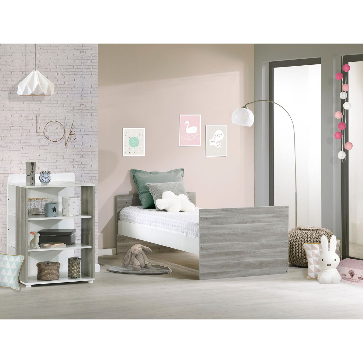 BABY PRICE Ensemble Lit bébé combiné 60 x 120 cm évolutif en 90 x190 cm FLO + tiroir LINOU