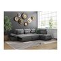 Voir la diapositive 2 : LOUNGITUDE Canapé d'angle réversible convertible SEVARA 4 places - PU et tissu Gris - Coffre de rangement - L267 x P200 x H90 cm