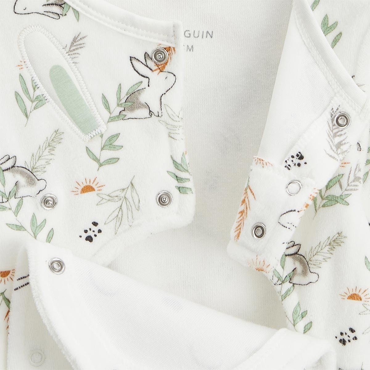 Petit Béguin Pyjama bébé en velours ouverture pont Frimousse