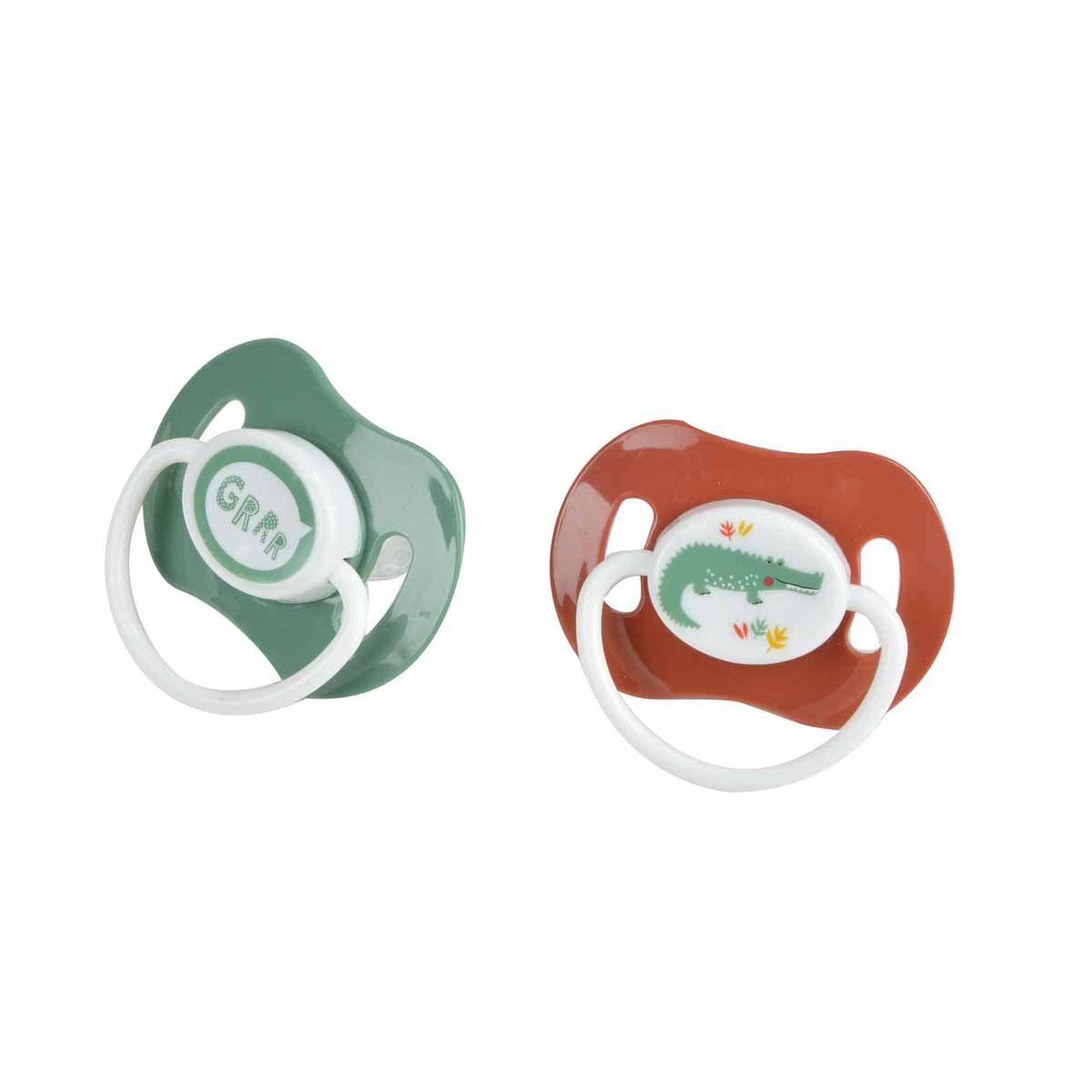BEBE DOUCEUR Lot de 2 sucettes bébé crocodile  sweet savane  +6 mois vert
