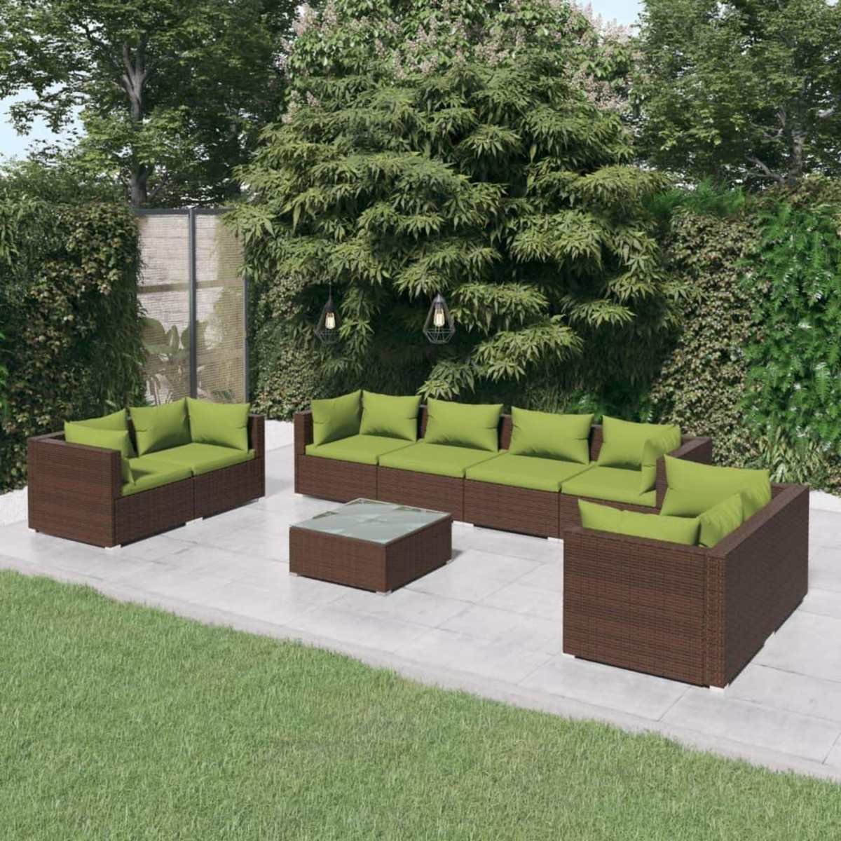 VIDAXL Salon de jardin 9 pcs avec coussins resine tressee marron