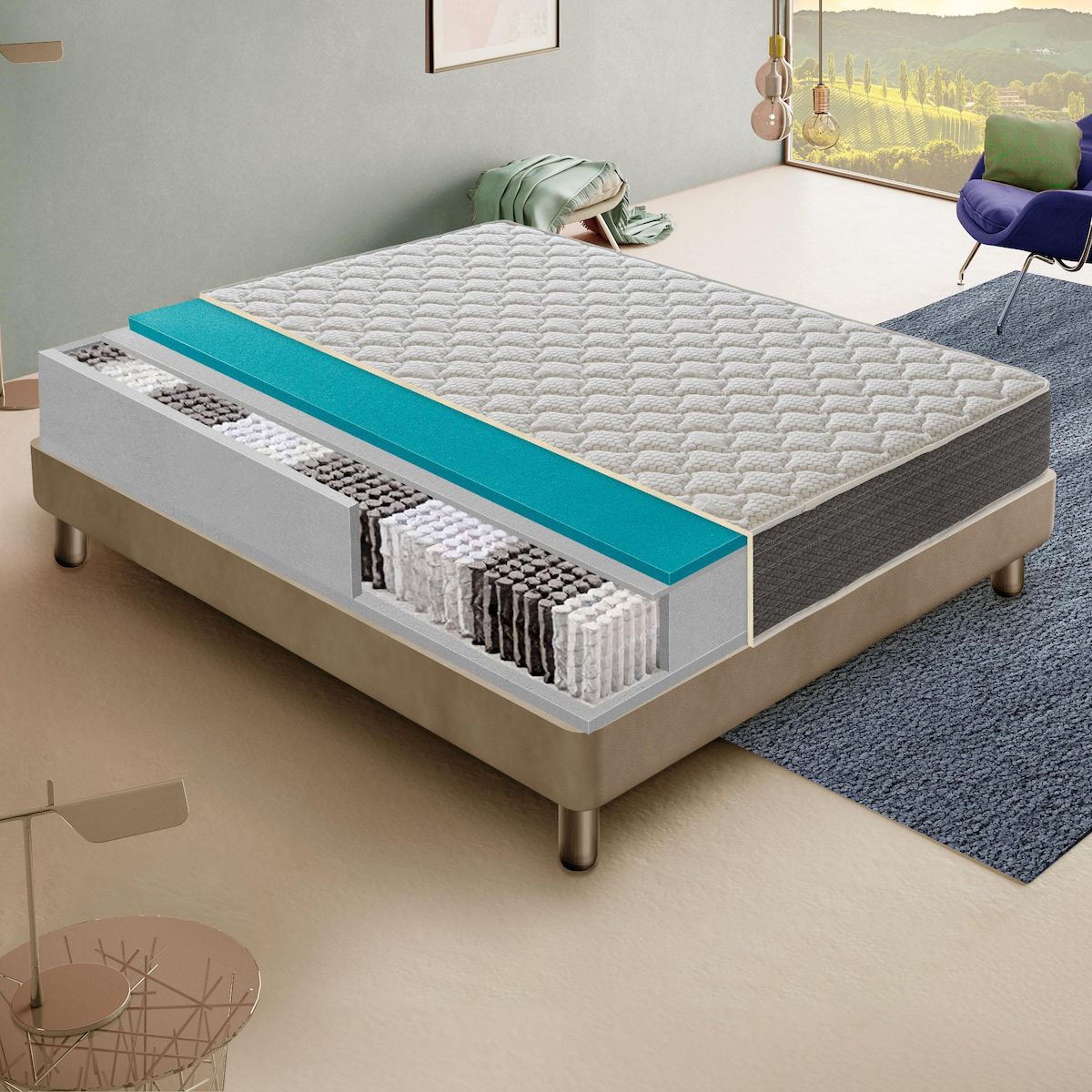 ILOVESLEEP Matelas Ressorts Ensachés ALBA Accueil Mémoire De Forme Epaisseur 30 Cm