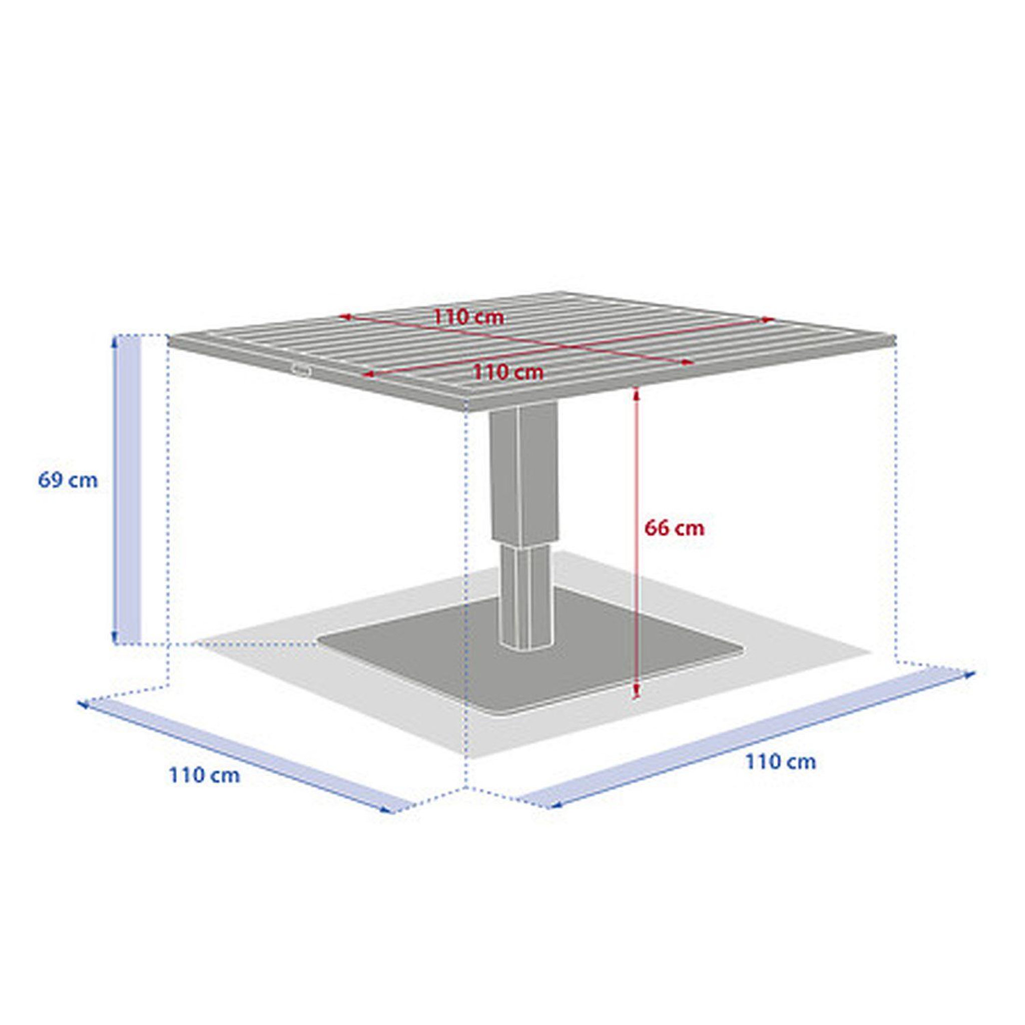 Voir la diapositive 3 : HESPERIDE Table de jardin relevable carrée en aluminium salimia - graphite