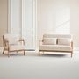 Voir la diapositive 2 : SWEEEK Banquette 2 places + Fauteuil en bois et tissu bouclette