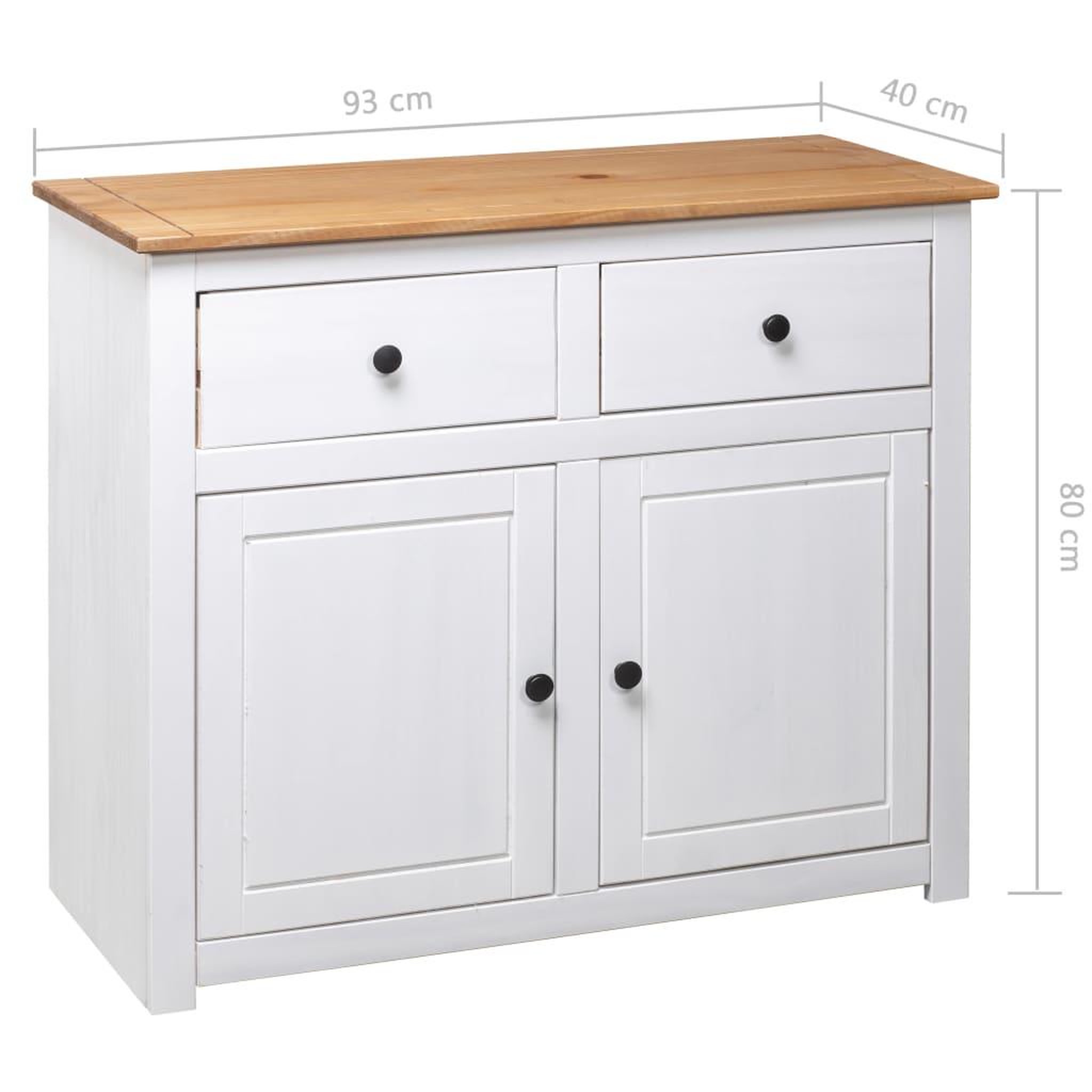 Voir la diapositive 6 : VIDAXL Buffet Blanc 93x40x80 cm Pin Gamme Panama