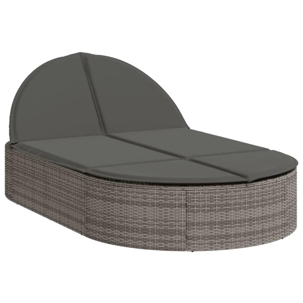 VIDAXL Chaise longue double avec coussins gris resine tressee