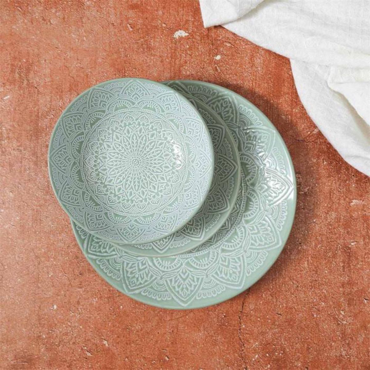 Paris Prix Lot de 6 Assiettes à Dessert  Sahara  19cm Vert