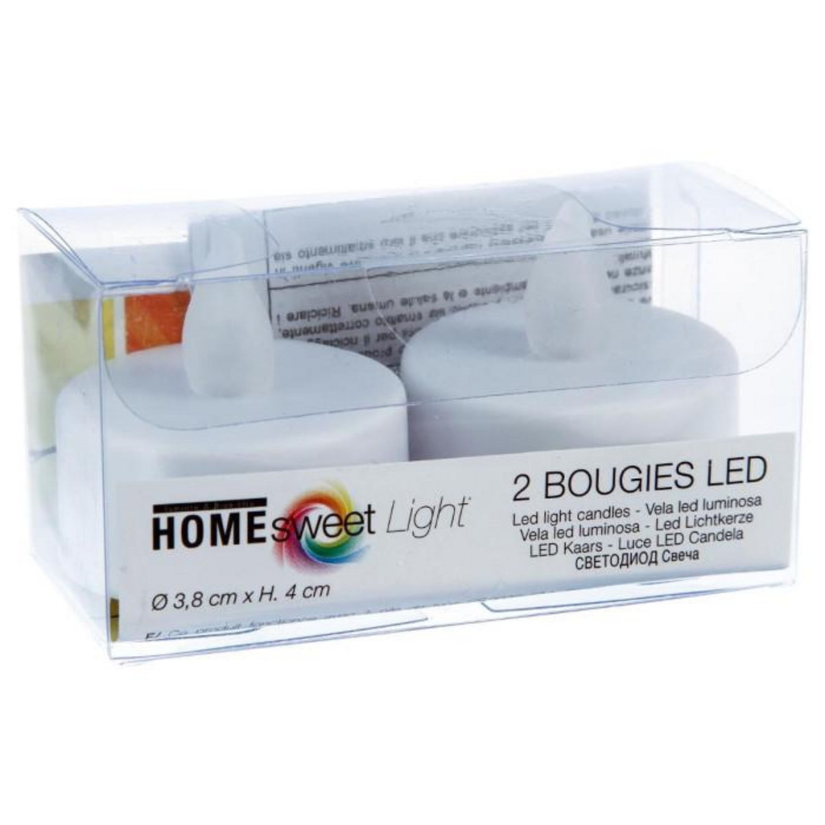 Home sweet lights Lot de 2 Bougies  Led  4cm Blanc