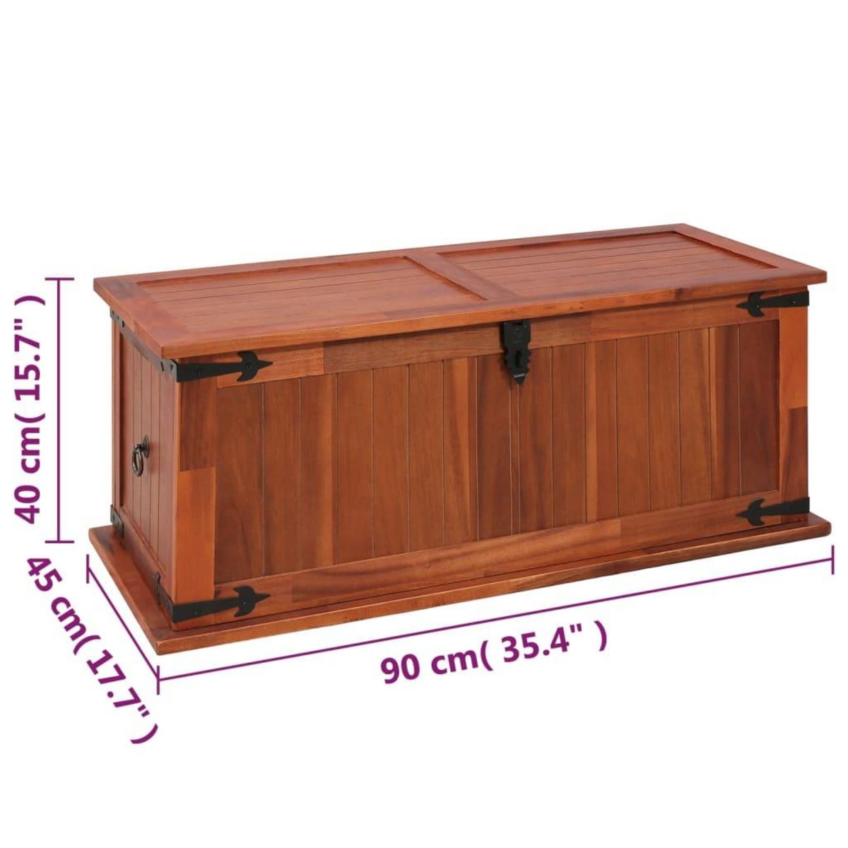 VIDAXL Coffre de rangement 90x45x40 cm Bois d'acacia solide