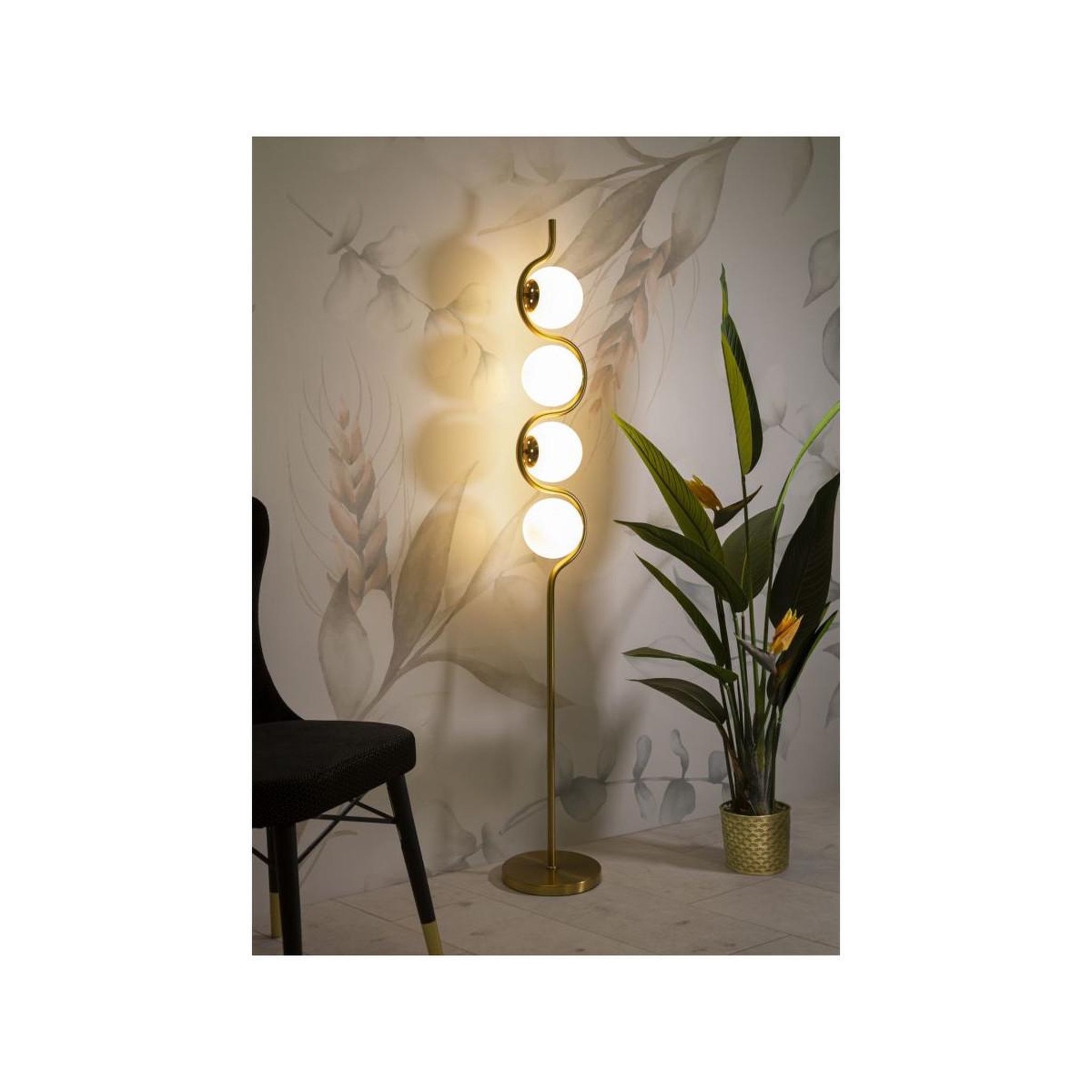 Voir la diapositive 5 : Paris Prix Lampadaire Design 4 Sphères  Luci  165cm Blanc & Or
