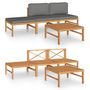 Voir la diapositive 2 : VIDAXL Salon de jardin 4 pcs avec coussins gris Bois de teck solide