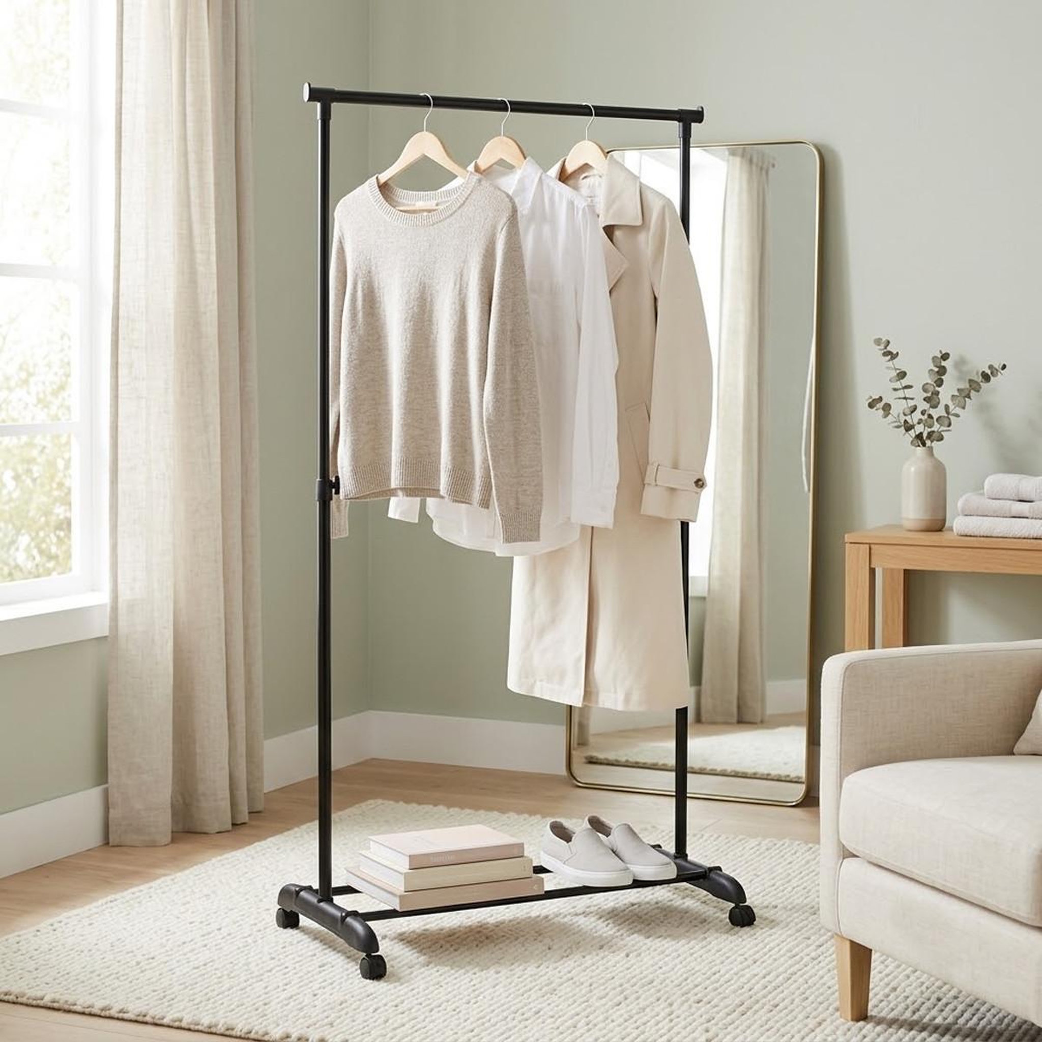 Voir la diapositive 5 : ATMOSPHERA Penderie portant à vêtements réglable sur roulette - h. 160 cm - gris et noir