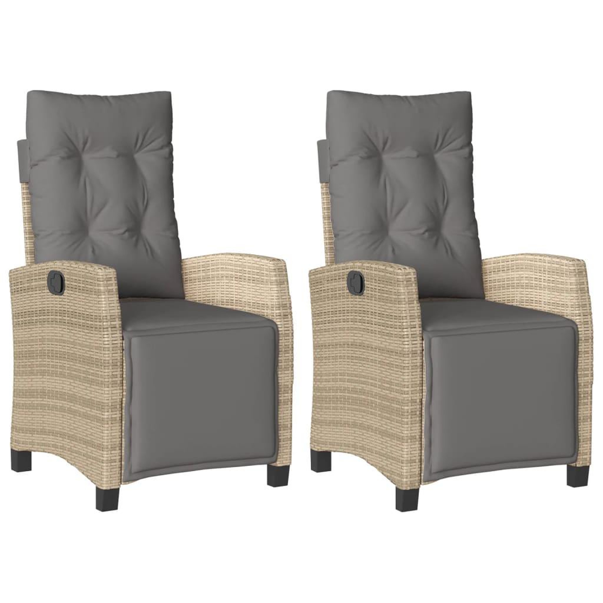 Voir la diapositive 2 : VIDAXL Chaises inclinables de jardin lot de 2 avec repose-pied rotin