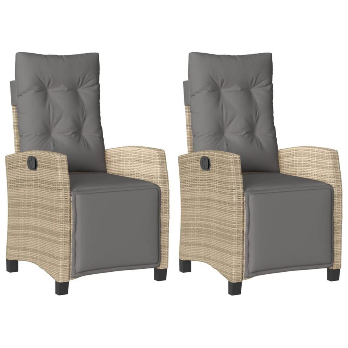 VIDAXL Chaises inclinables de jardin lot de 2 avec repose-pied rotin