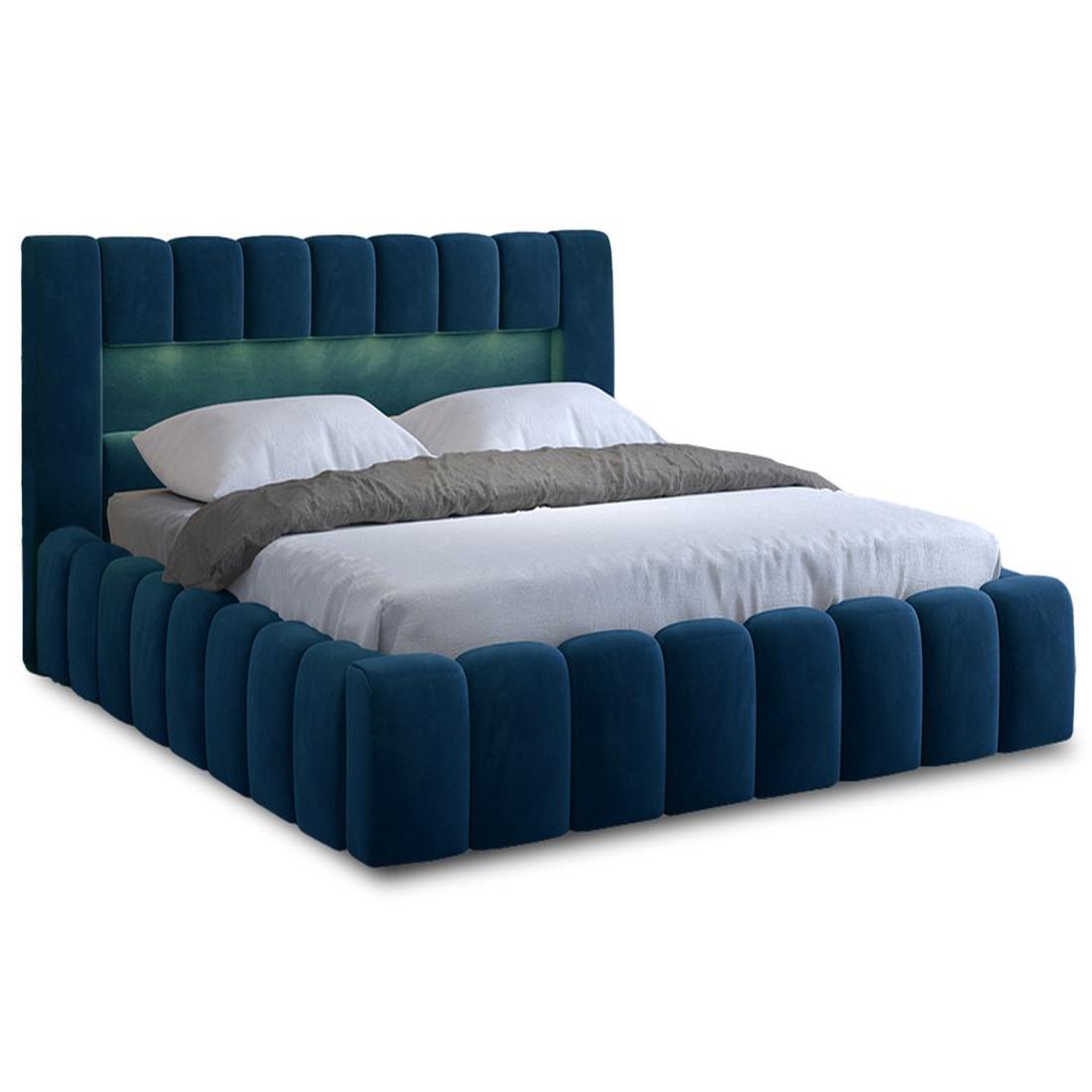 Voir la diapositive 1 : BEST MOBILIER Cleo - lit coffre avec led - 180x200 cm - sommier inclus - en velours