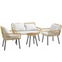 Voir la diapositive 1 : OUTSUNNY Ensemble salon de jardin 4 pièces canapé 2 places 2 fauteuils table basse coussins