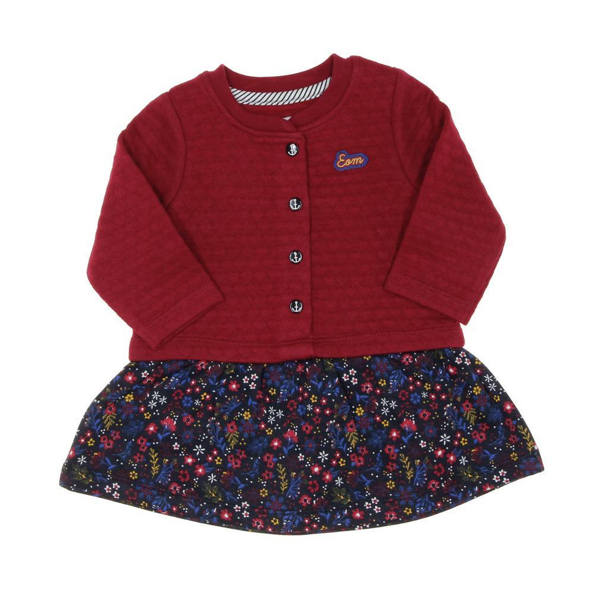ELLE EST OU LA MER Robe Marine/Fuchsia à fleurs Fille EOM Emini. Coloris disponibles : Rose