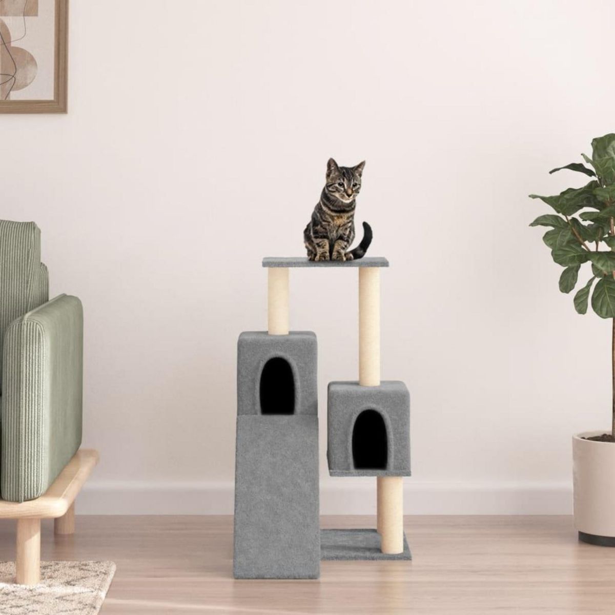 VIDAXL Arbre a chat avec griffoirs en sisal Gris clair 82 cm
