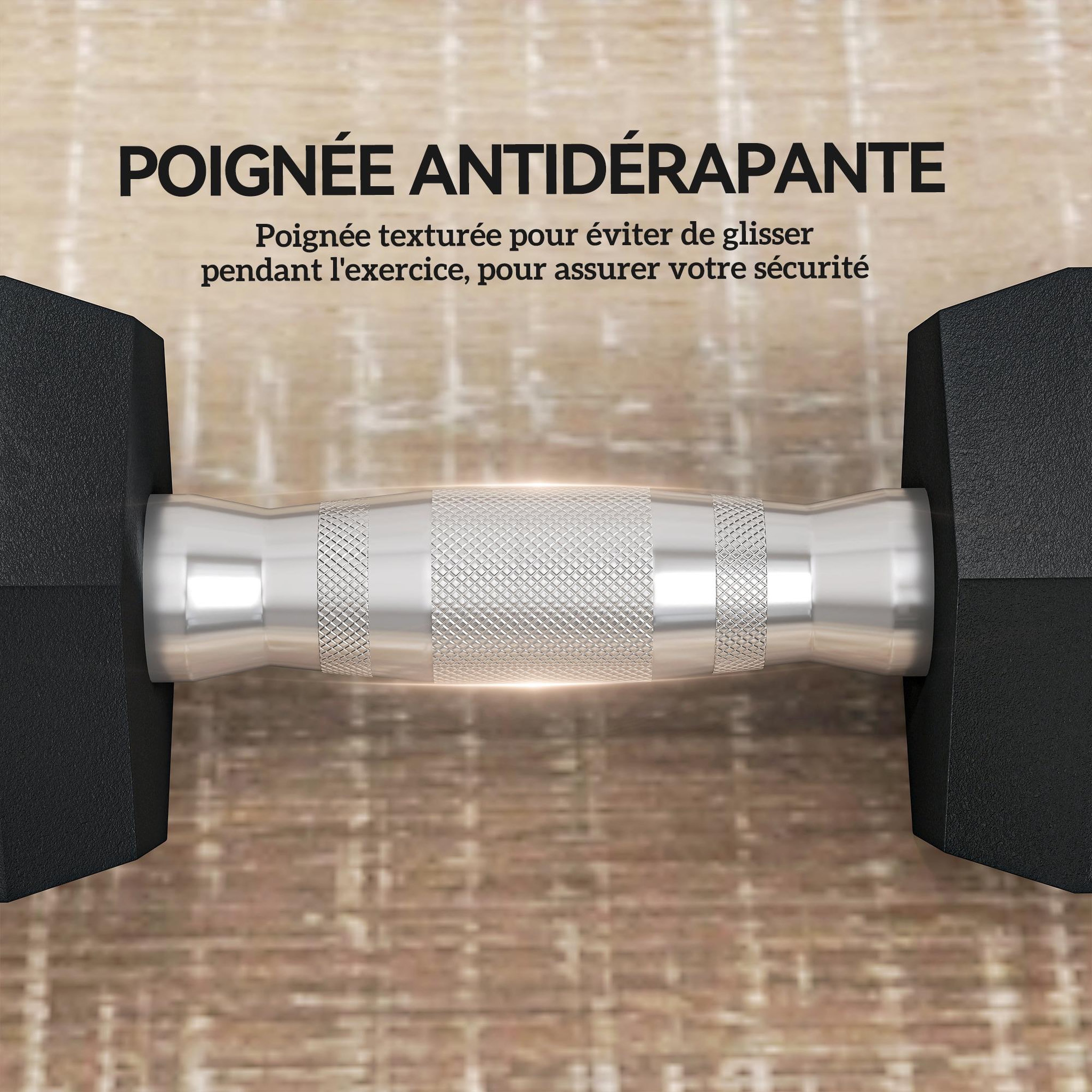 Voir la diapositive 6 : HOMCOM Lot de 2 haltères courtes hexagonales - ensemble d'haltères courtes - total 12 kg - métal caoutchouc noir