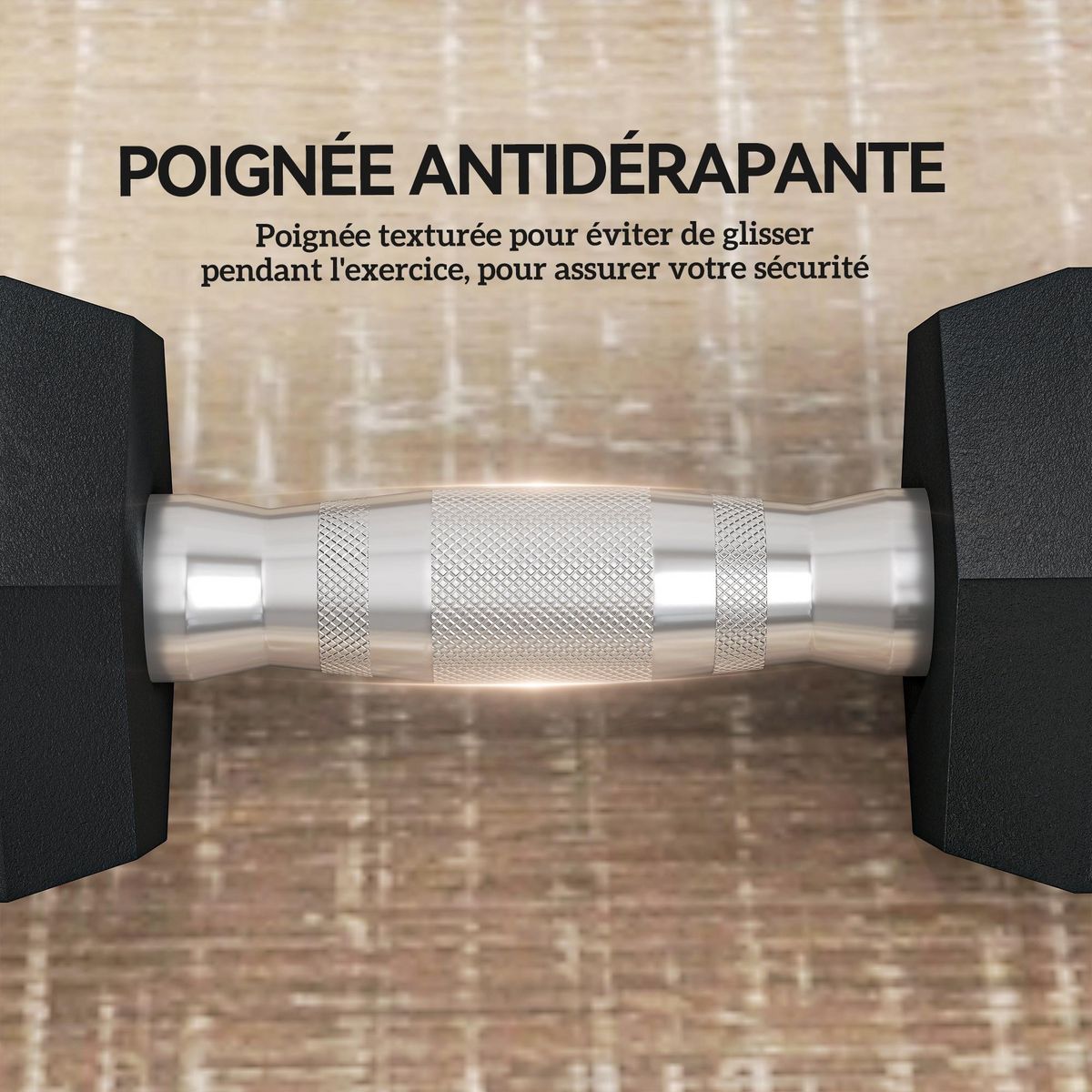 HOMCOM Lot de 2 haltères courtes hexagonales - ensemble d'haltères courtes - total 12 Kg - métal caoutchouc noir