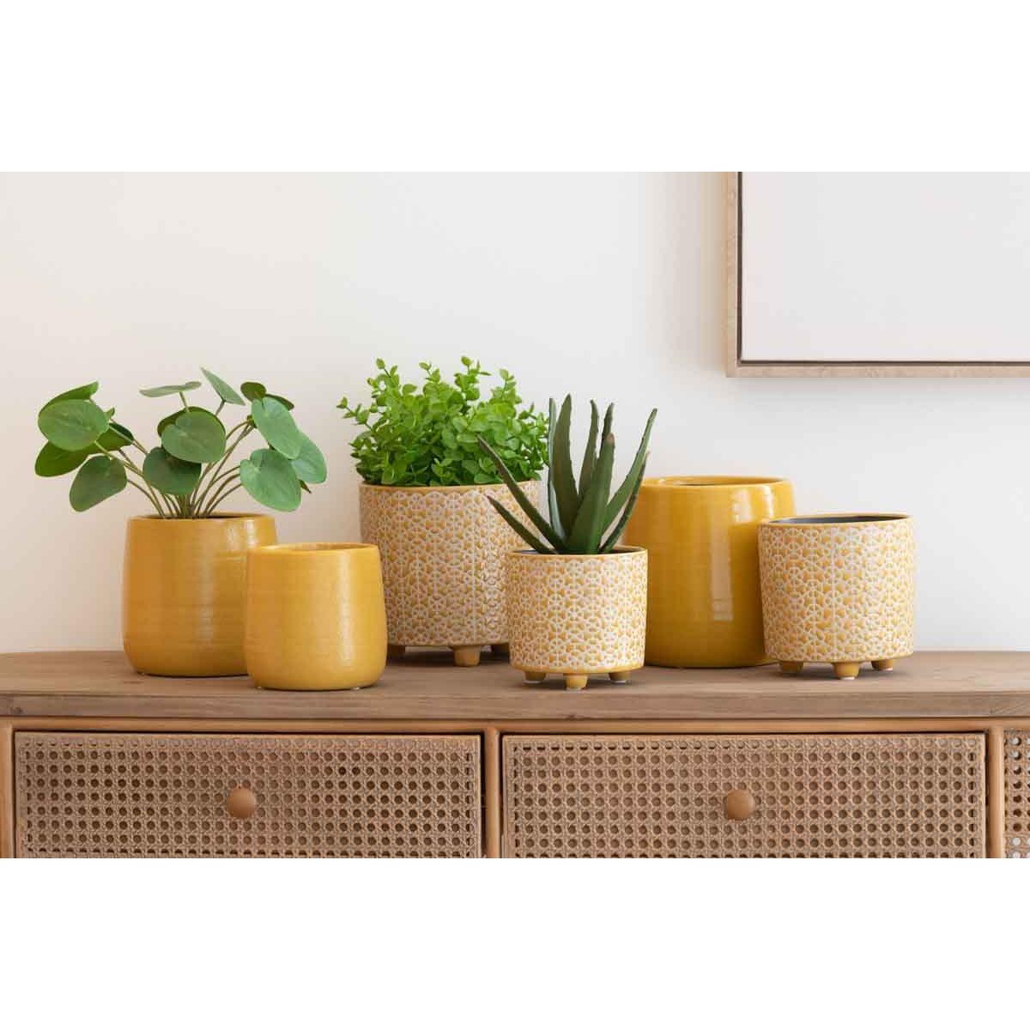 Voir la diapositive 2 : J-LINE Cache-Pot en Céramique  Uni  16cm Ocre