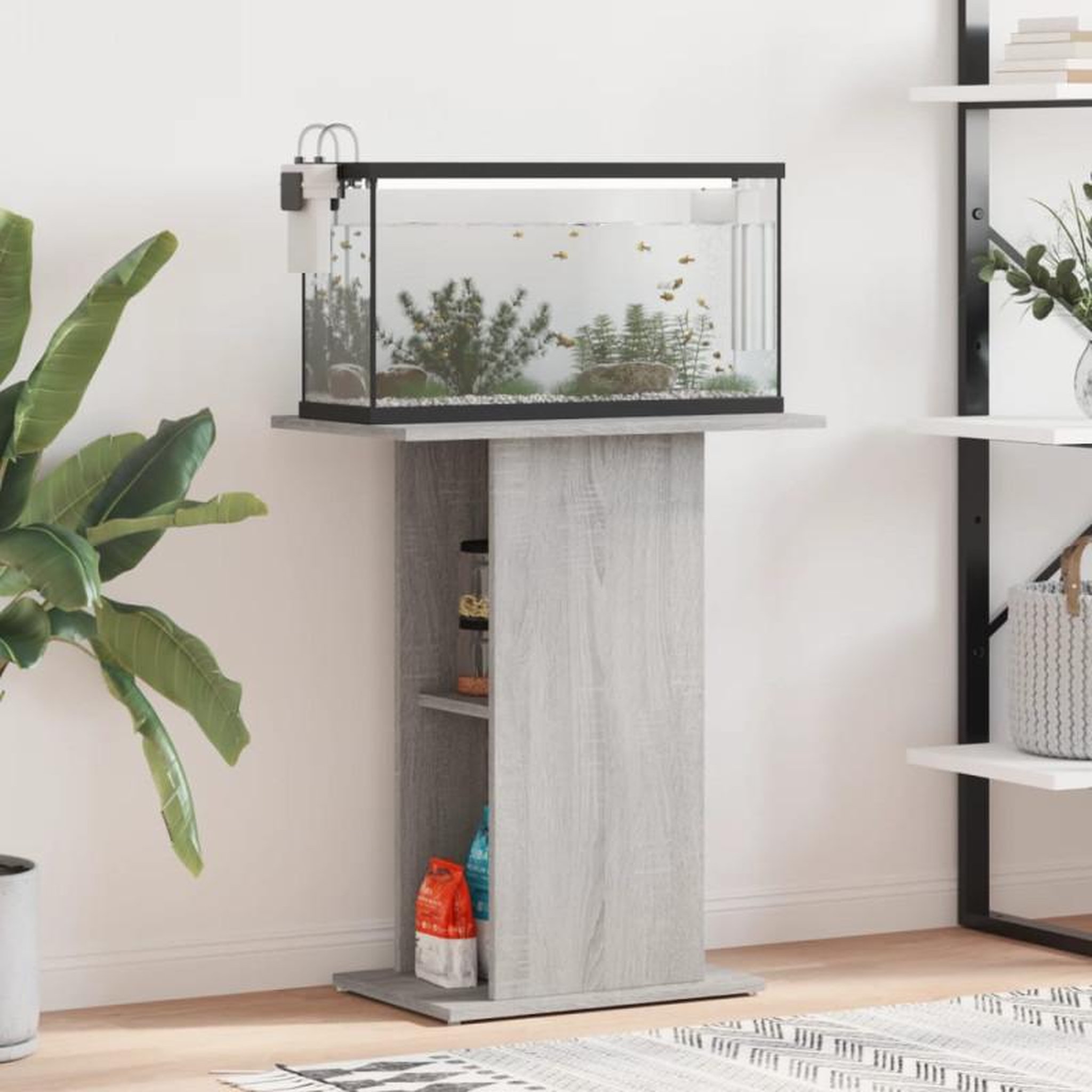 Voir la diapositive 1 : VIDAXL Support d aquarium sonoma gris 60,5x36x72,5cm bois d ingénierie