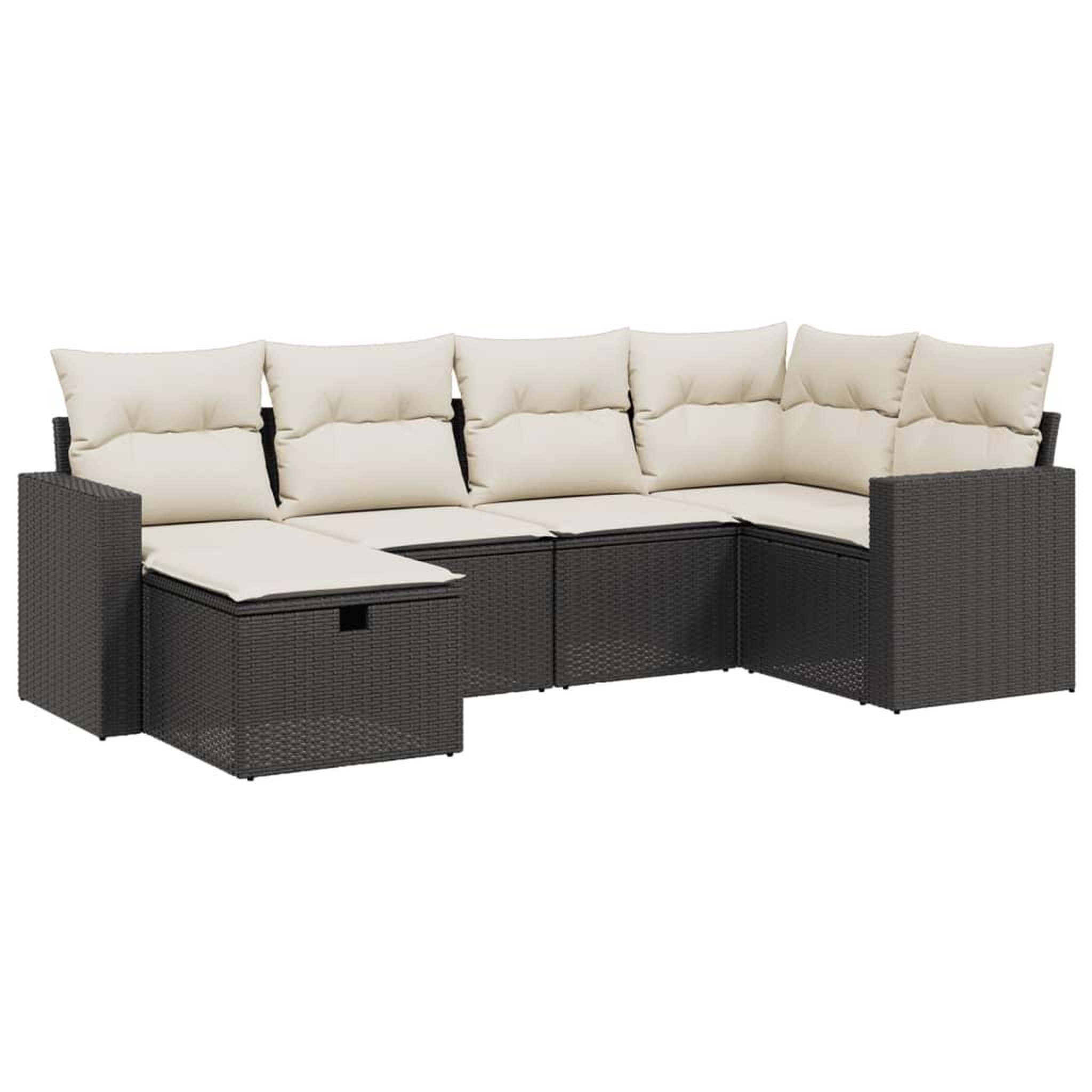 Voir la diapositive 2 : VIDAXL Salon de jardin 6 pcs avec coussins noir resine tressee