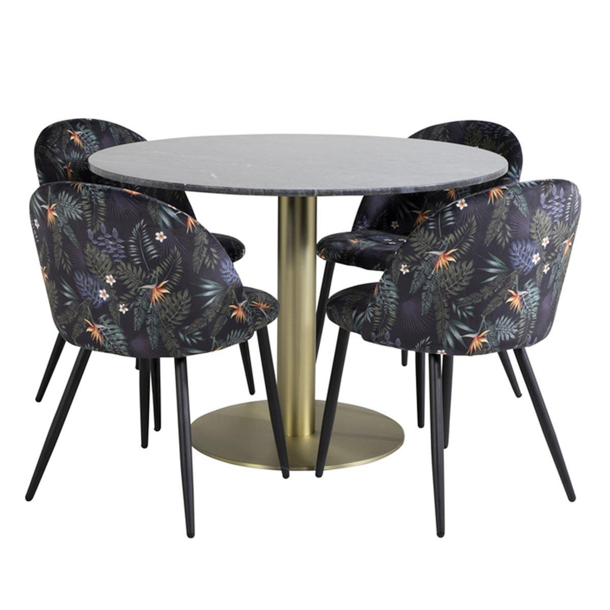 Paris Prix Ensemble table à manger & 4 chaises  estelle ii & velvet  106cm gris foncé & noir