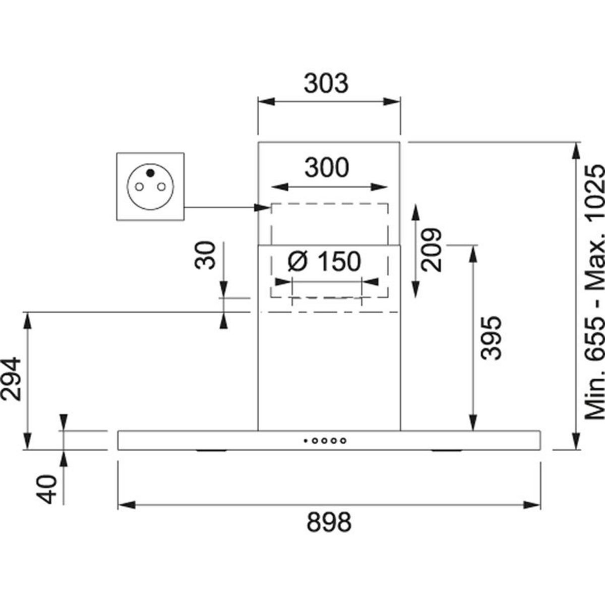 ROBLIN Hotte décorative murale 90cm 64db 741m3/h inox - 6510622