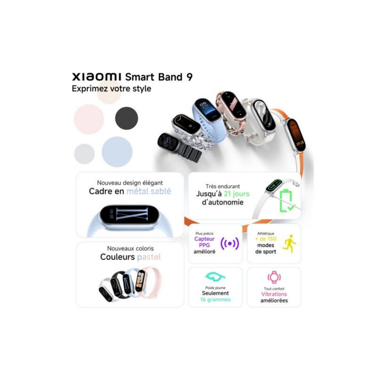 XIAOMI Bracelets connectés Xiaomi smart band 9 Rose